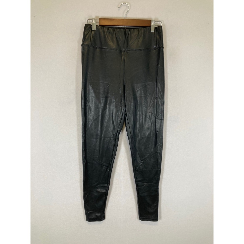 Edgy Scoop Women Size M Black Faux Leather High Rise Skinny Leggings SS-393 - Picture 1 of 8